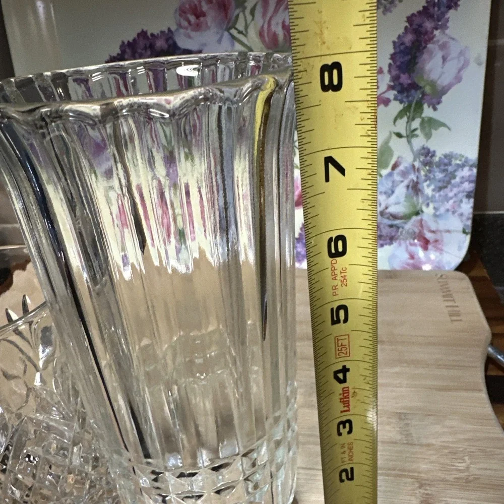 VTG Clear Glass Vase Set FTDA Crystal Vase +‎ Anchor Hocking Prescut Pineapple